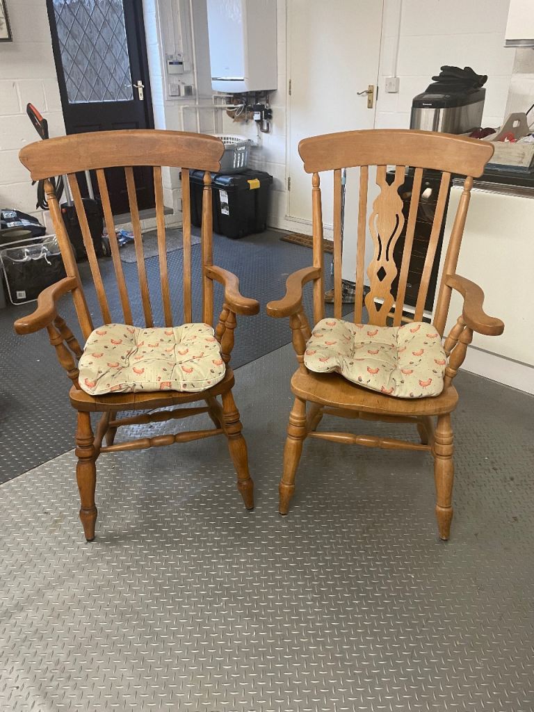 2 Farmhouse Carver Chairs
