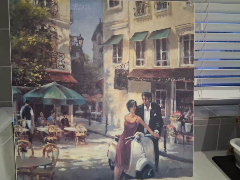Pair of Charming Parisian Street Scene Canvases
