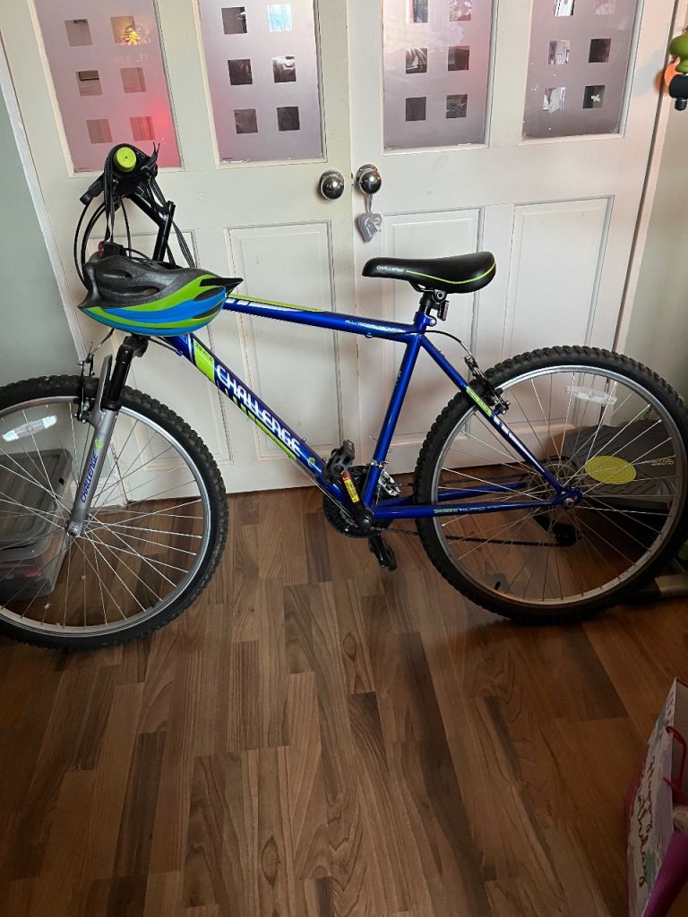 Challenge Mountain Bike with Helmet – Blue, Good Condition
