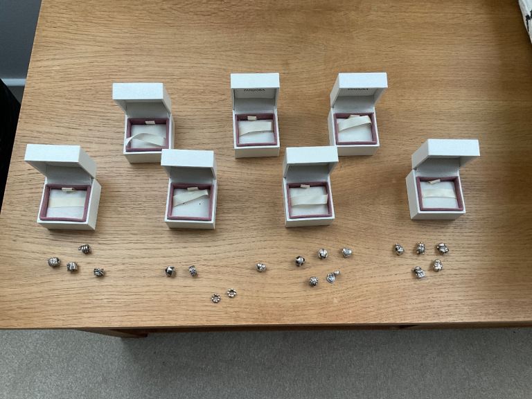 Pandora bracelet charms, spacers and clips