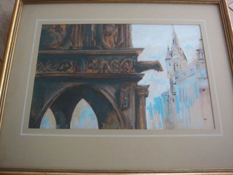 ERIC AULD, WATERCOLOUR, ABERDEEN THE MARKET CROSS AND TOWN HOUSE, 1972, £295 ONO