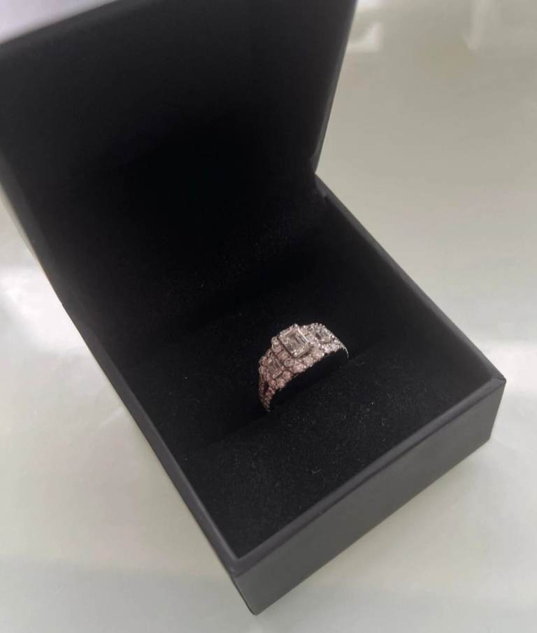 2 CT. T.W. Tri Emerald-Cut Diamond Split Shank 14K White Gold Size M (16.9mm)