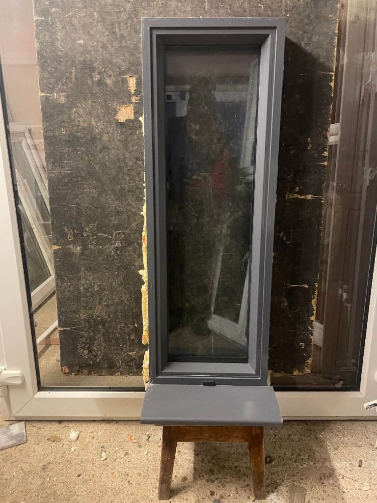 H 101 x W 35 cm - ANTHRACITE ALUMINIUM DOUBLE GLAZED WINDOW-CLEAR GLASS**BY ORIGIN**(REF: SJ473) 