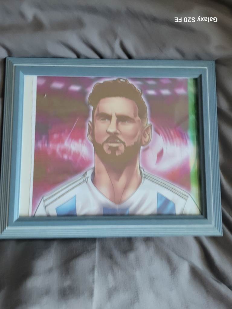 image for  Used Framed Lionel Messi Football Art Picture Print Light Blue Frame - Open to Offers