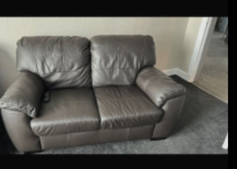 Brown leather 2 x two seaters 