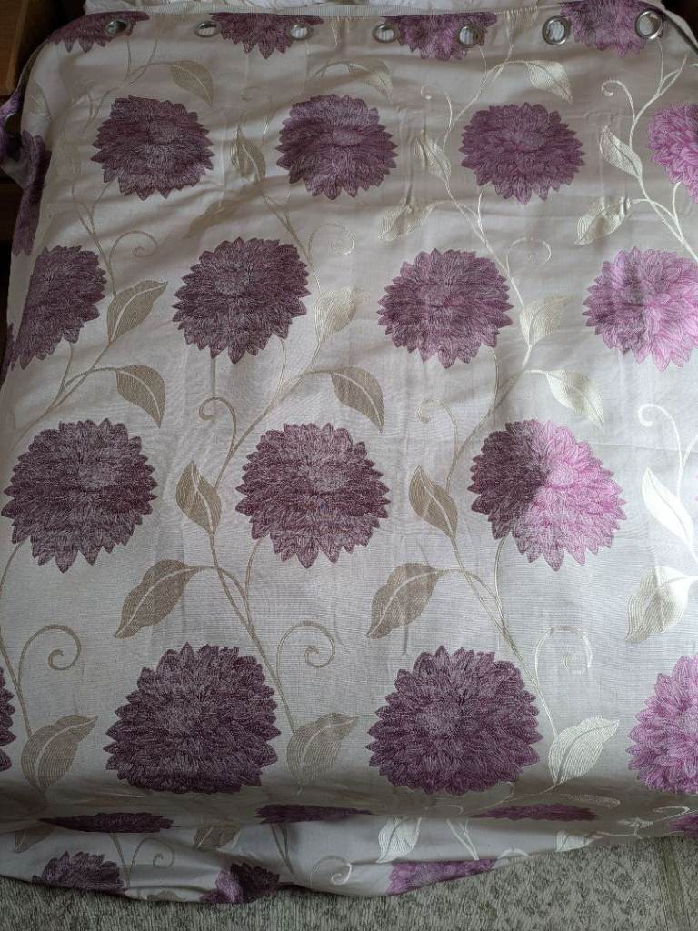 Pair of large curtains with pole and holdbacks