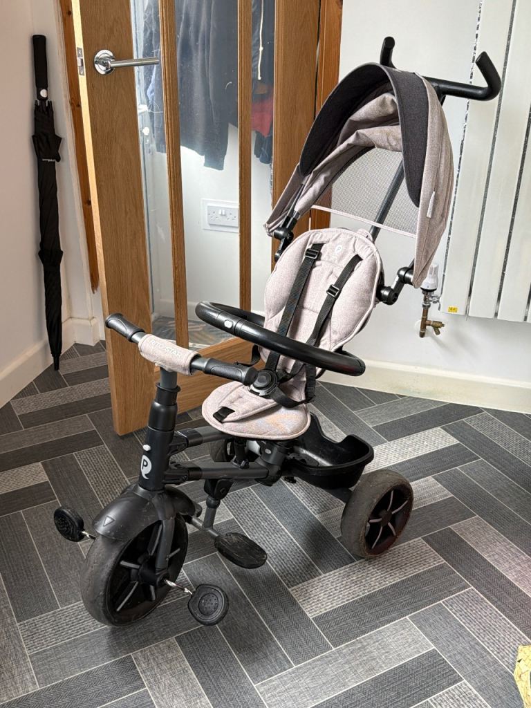 Kids Tricycle with Parent Handle and Sun Canopy – Good Condition