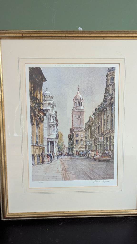 Framed Frank Shipsides Print – Street Scene, Good Condition