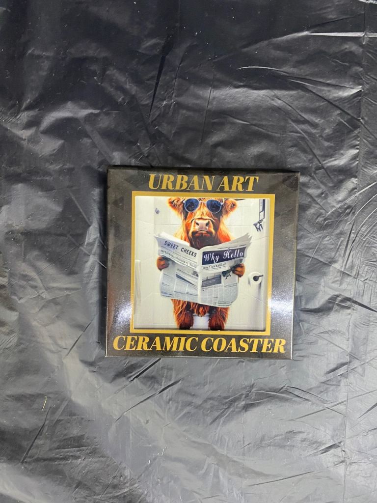 Urban art ceramic coaster