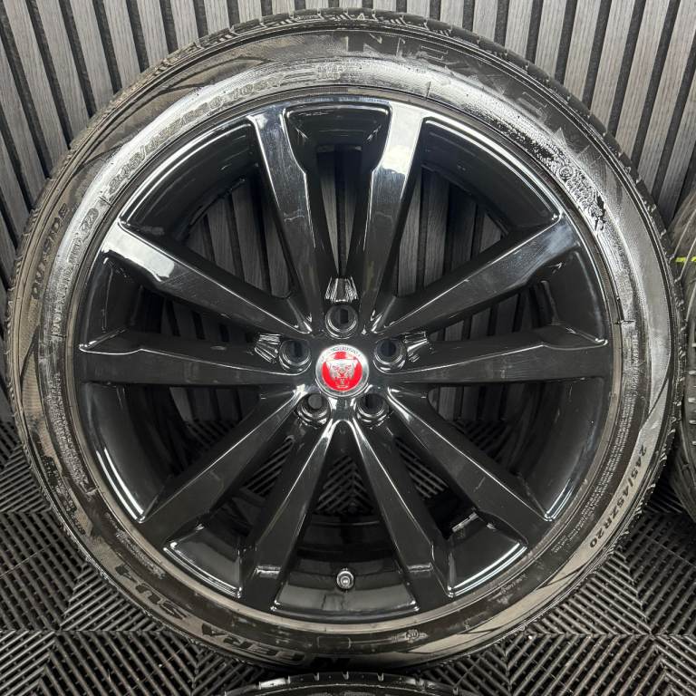 20'' GENUINE JAGUAR E PACE BLACK 5 DOUBLE SPOKE ALLOY WHEELS TYRES