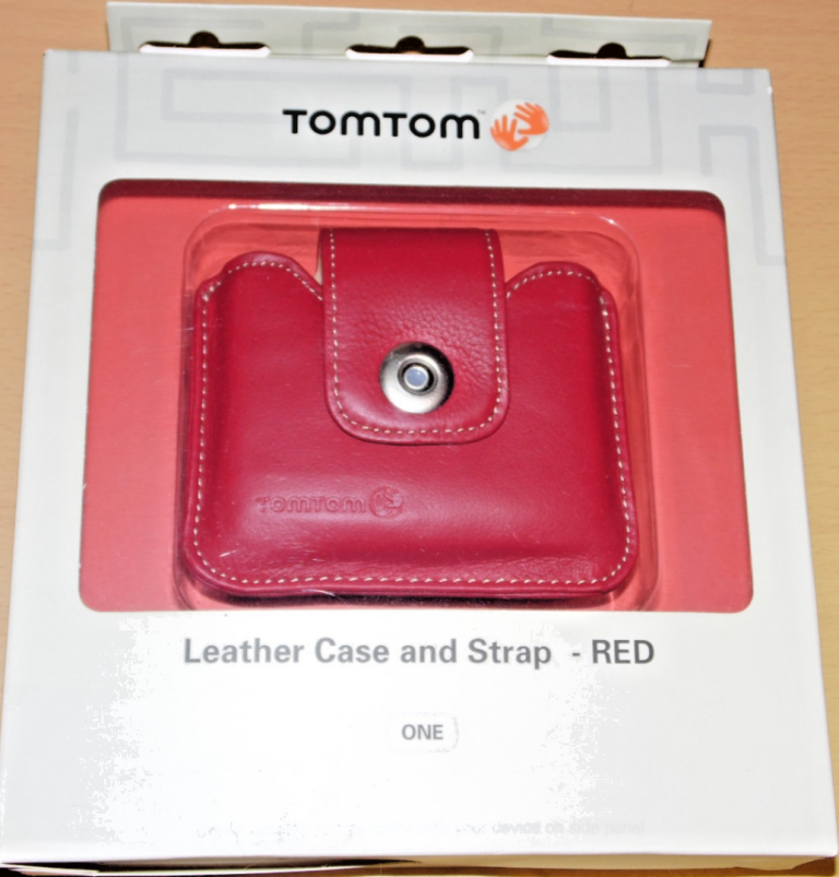 TOMTOM RED LEATHER CASE and STRAP TOM TOM ONE V2 BRAND NEW and BOXED