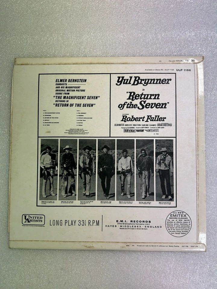 Elmer Bernstein: Return Of The Seven Soundtrack 1967 UK Mono LP RARER BLUE/SILVER LABEL