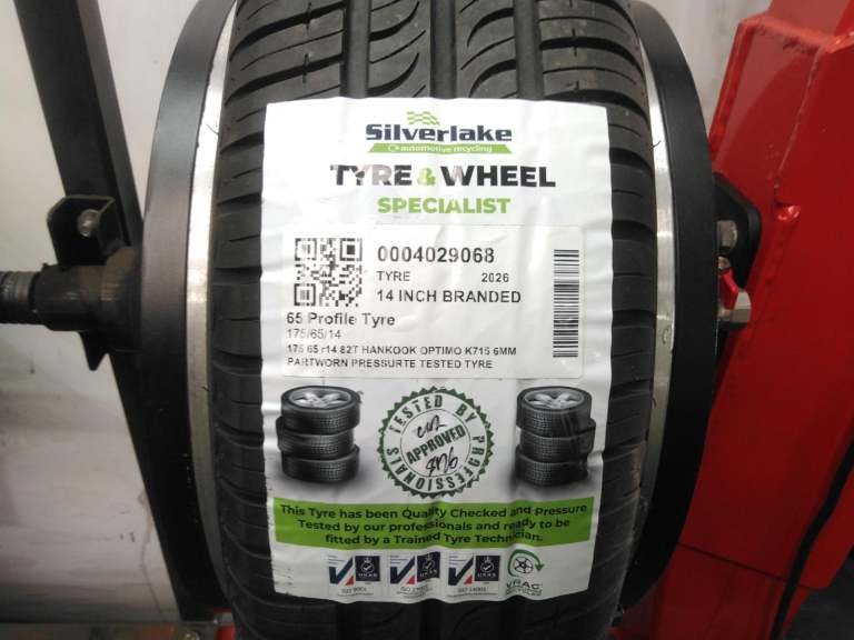 175 65 R14 82t Hankook Optimo K715 6mm Partworn Pressurte Tested Tyre