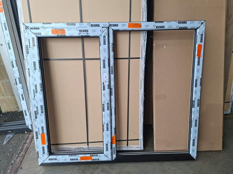 Rehau Black/White Windows with Glass - NEW with Warranty
