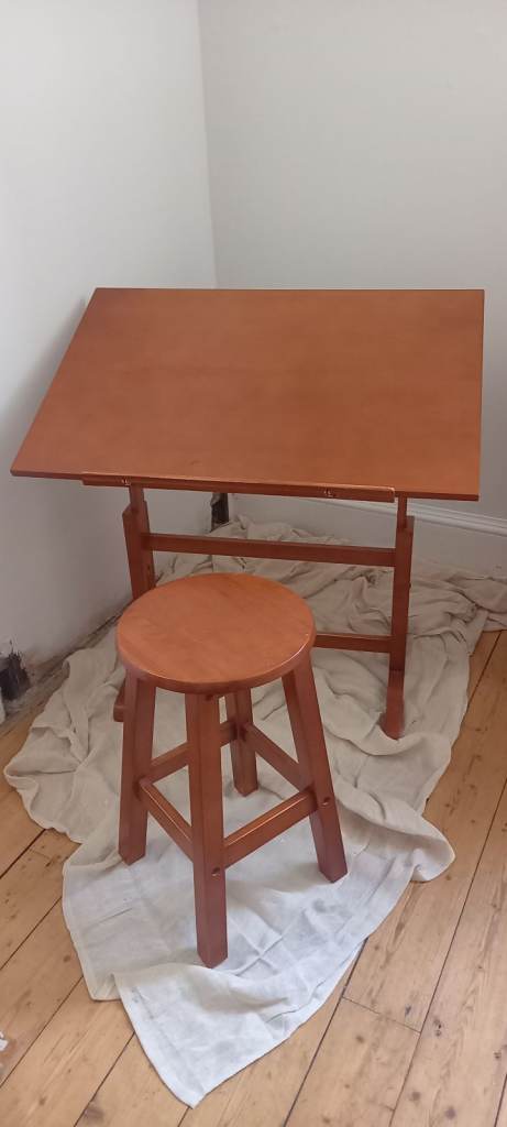 Wooden Drawing Desk with Stool – Good Condition