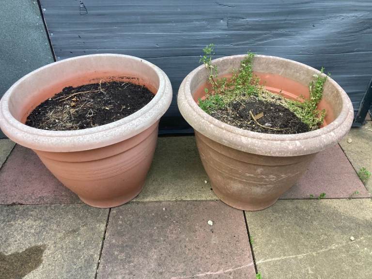 X 2 Large Plastic Plant Pots Planters