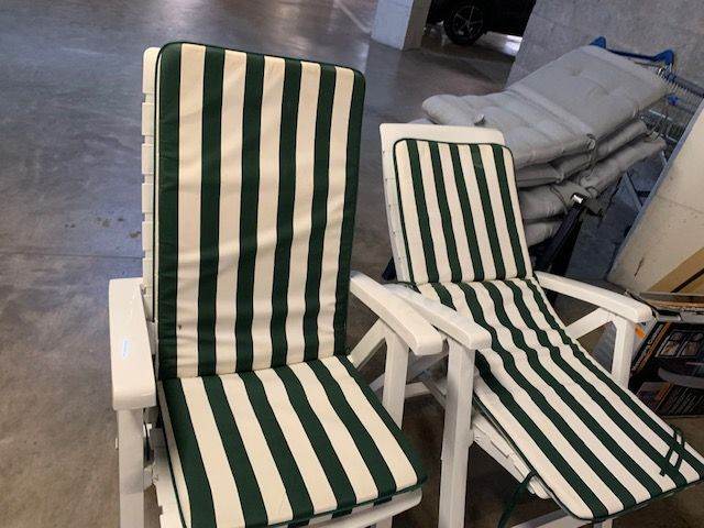 Garden Chairs complete with 2 sets of different cushions 