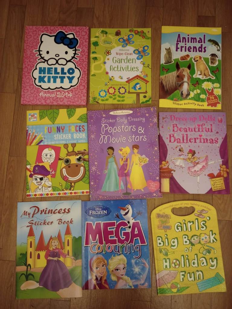 Bundle of 9 Activity Books in new, good and fair condition. Good for Free Christmas Time :)