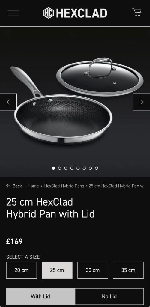 HexClad 25cm Hybrid Pan with Lid - Brand New