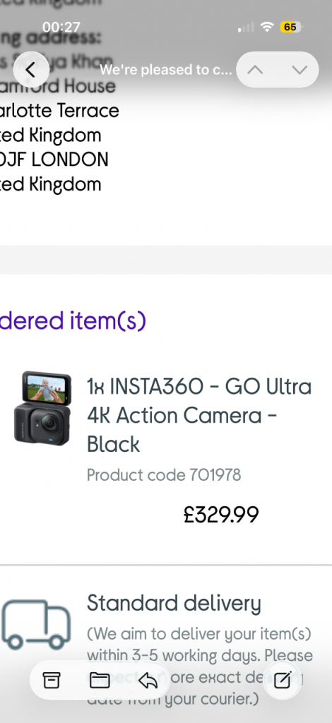 INSTA360 - Go ultra 4k action camera black 