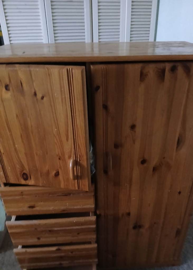 Solid pine wardrobe needs a few handle and a bit of work