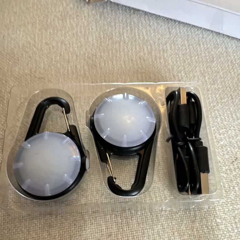 2 Pack Clip-On LED Dog Light USB Rechargeable Flashing w/ Cable Black/White