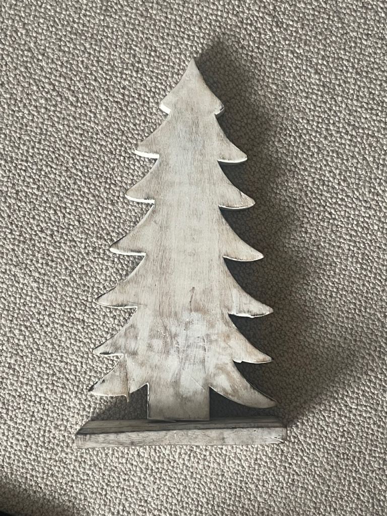 Wooden Christmas Tree Decoration – White Wash Finish