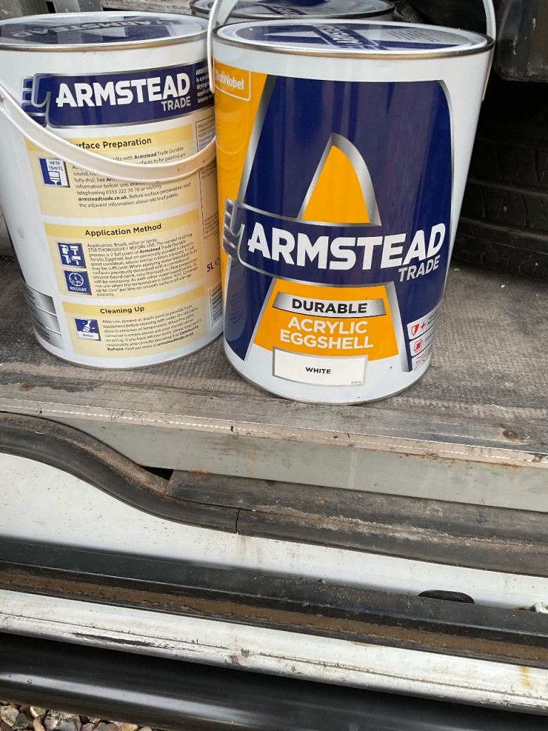 Armstead Trade Durable Acrylic Eggshell Paint – White, New