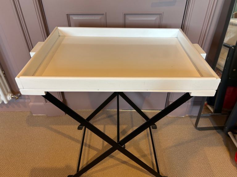 Folding Bar Stand / Tray Table – White & Black – Stylish & Versatile