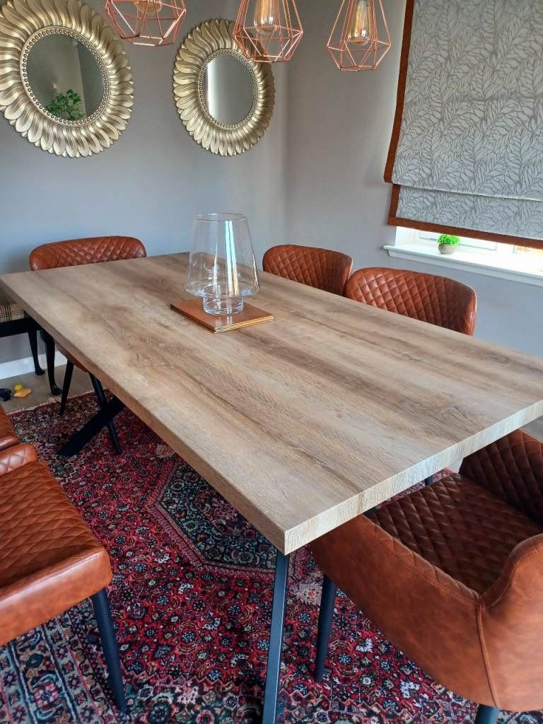 Large Family Industrial Style Dining Table 