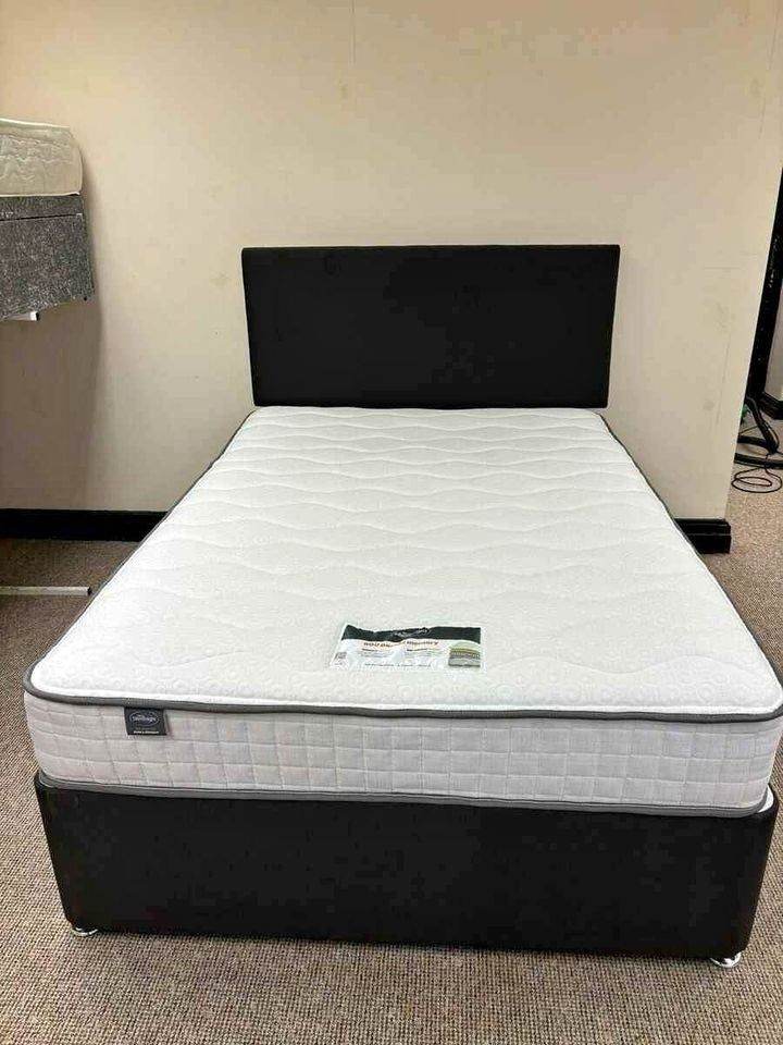 4ft6 Divan Bed Base + Mattress & Headboard – Big Discount – Same Day COD Delivery