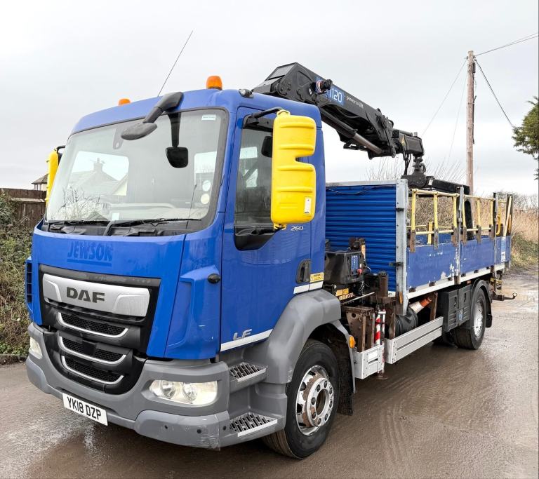 2018 DAF LF55.260 HMF 1120 GRAB CRANE DROPSIDE TIPPER MANUAL 114,000 MILE EURO-6