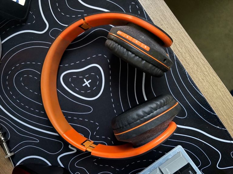 PowerLocus P2 Bluetooth Headphones (Orange) + Carry Case