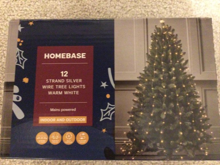 Homebase 12 Strand Sliver Wire Tree Lights Warm White Indoor and Outdoor 