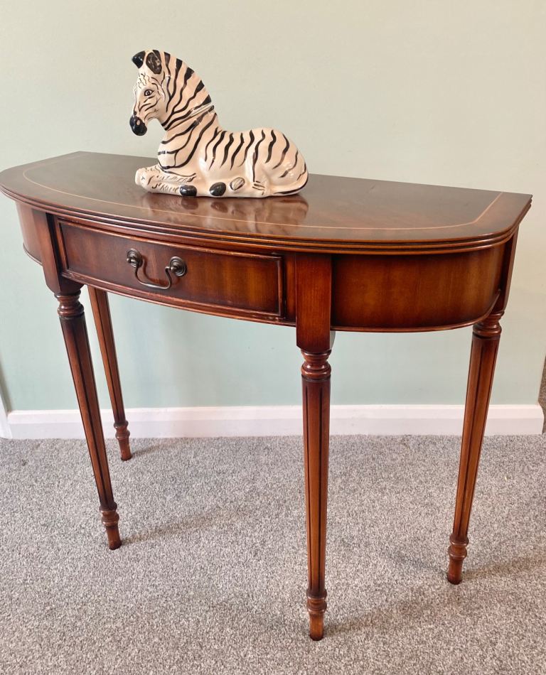 ANTIQUE CONSOLE TABLE GEORGIAN STYLE / HALL / SIDE TABLE MAHOGANY WITH DRAWER 