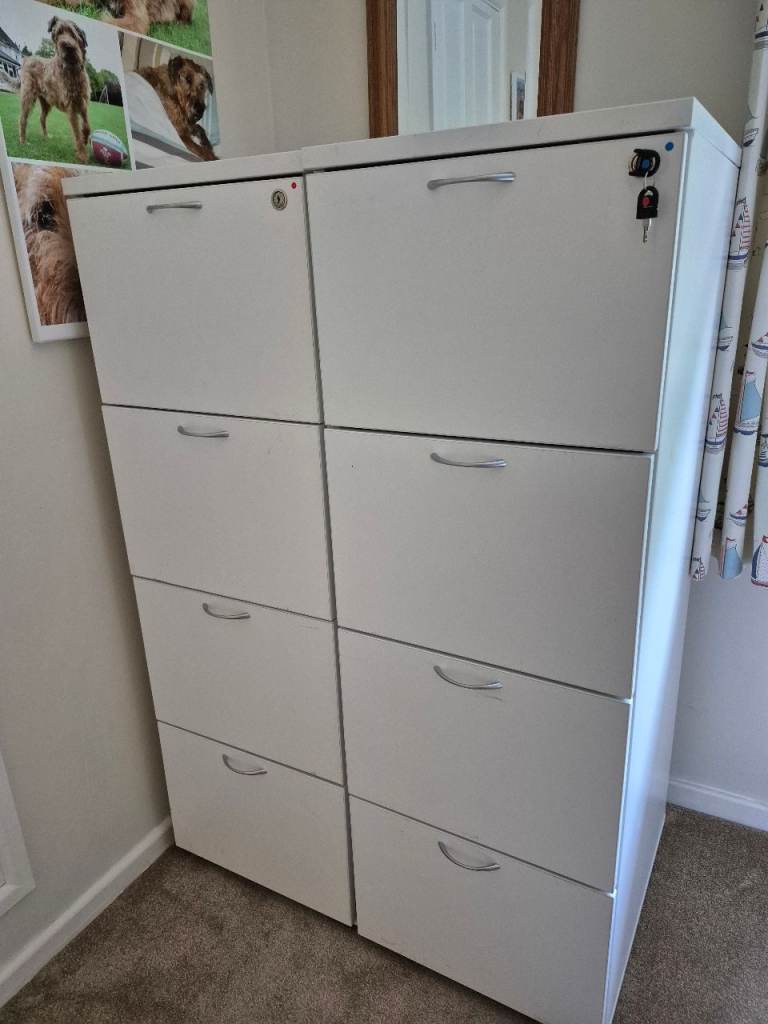 White Filing Cabinet with 8 Drawers – Good Condition