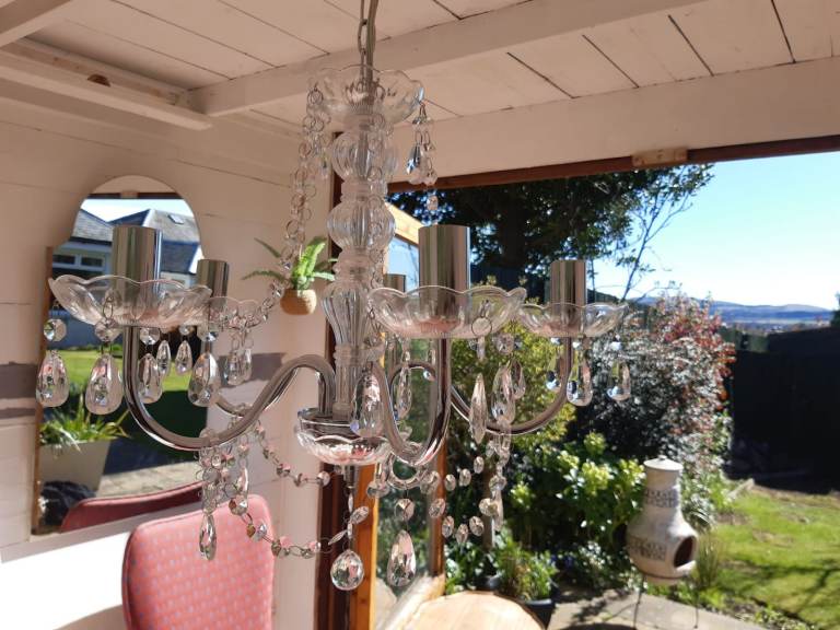 2x 5 arm chrome chandelier 