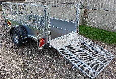 General Purpose 8' x 4' 1300kgs Trailer with Ramp and Mesh Extension Sides - Bateson 0842