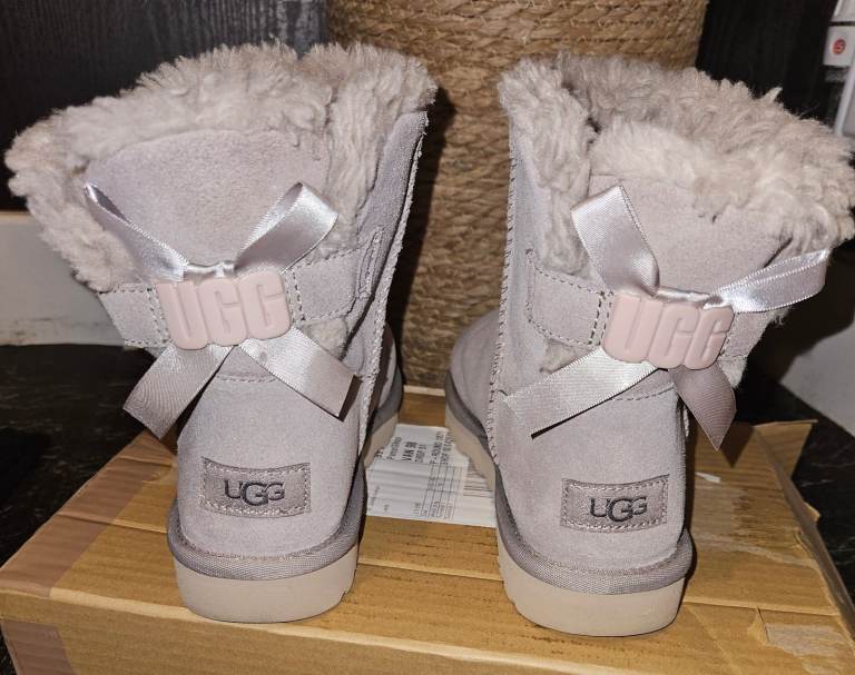 Authentic UGG Mini Bailey Bow II Boots - Grey, UK 5