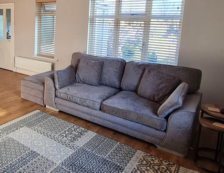 FREE Grey Plush Fabric 3-Seater Sofa – Collection Only