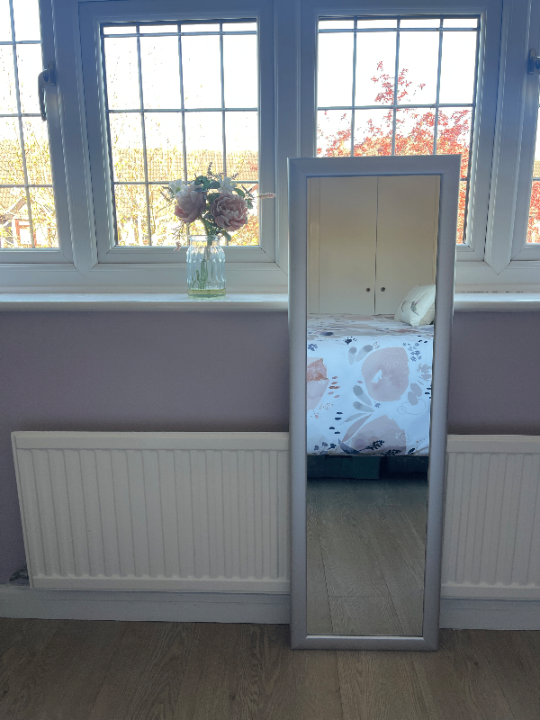 Full Length Wall Mirror Silver Frame – Slim Bedroom / Dressing Mirror