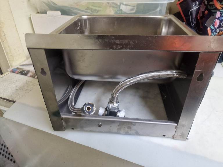 Compact single Stainless Steel Sink Unit with Taps and Hoses