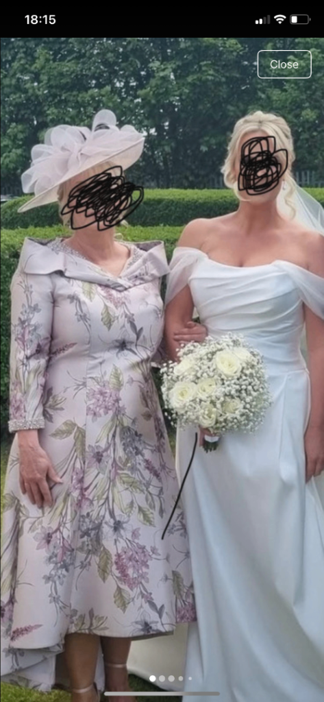 Mother of bride dress & hat & shoes 