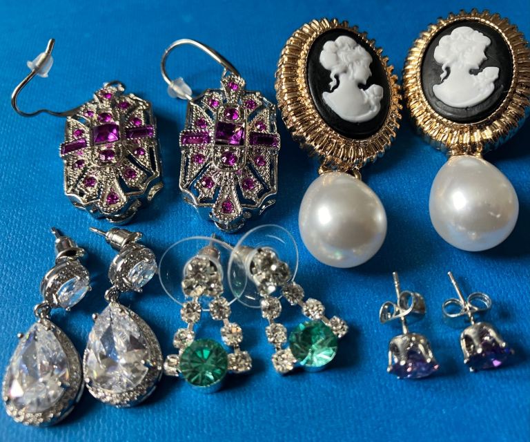 Ladies jewellery 5x silver gem set earrings