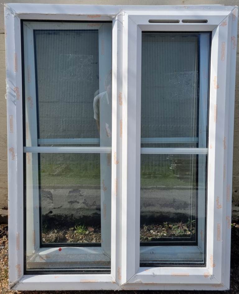 New Clear UPVC Double Glazed White Window 890mm W x 1125mm H #206