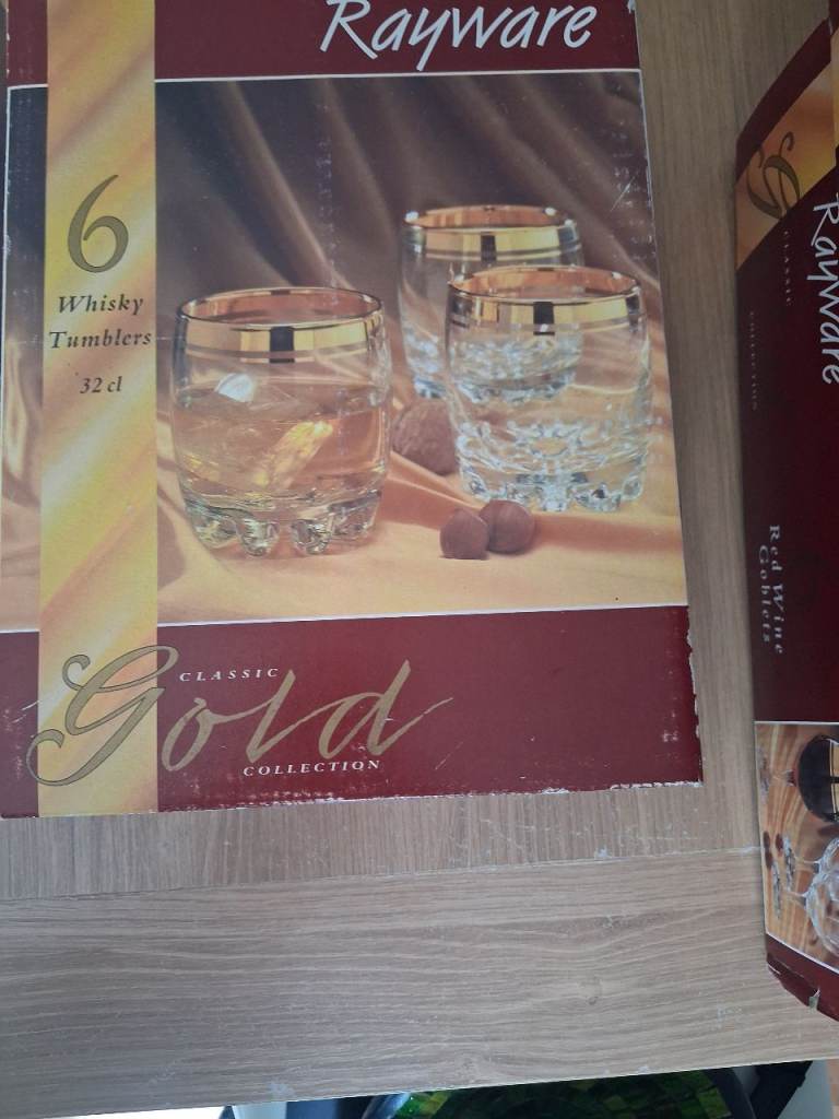 6 Rayware Classic Gold Whisky Tumblers 