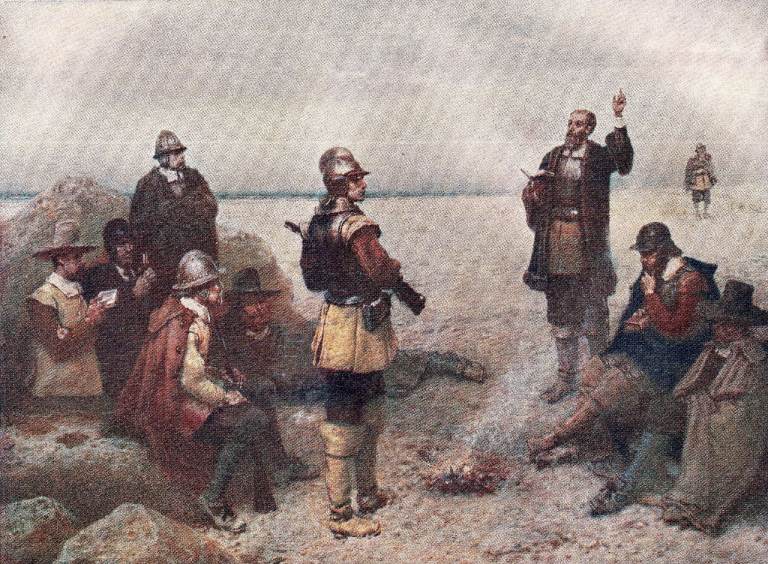 81 Framed Magazine Print The Landing Of The Pilgrim Fathers By George Henry Boughton