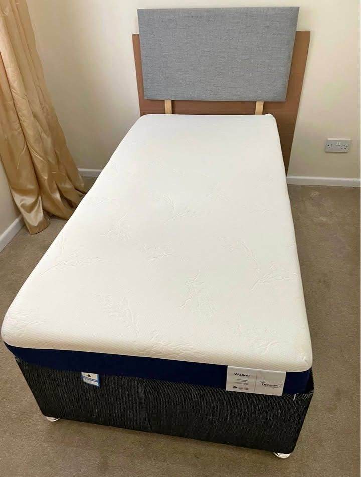 Single Divan Bed with Headboard and Mattress – New Full Foam mattress