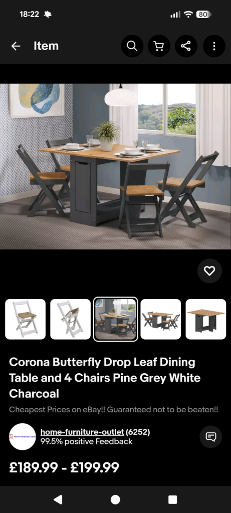 Drop leaf dining table and 4 chairs