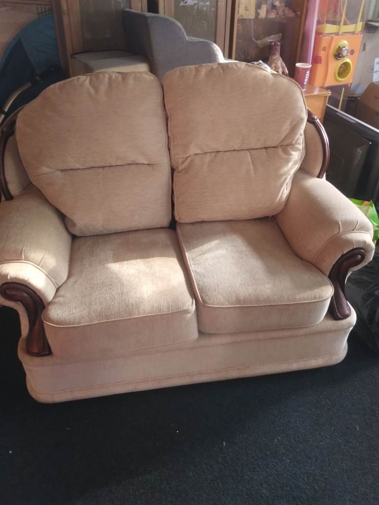 Cream 2 seater and chair like new 